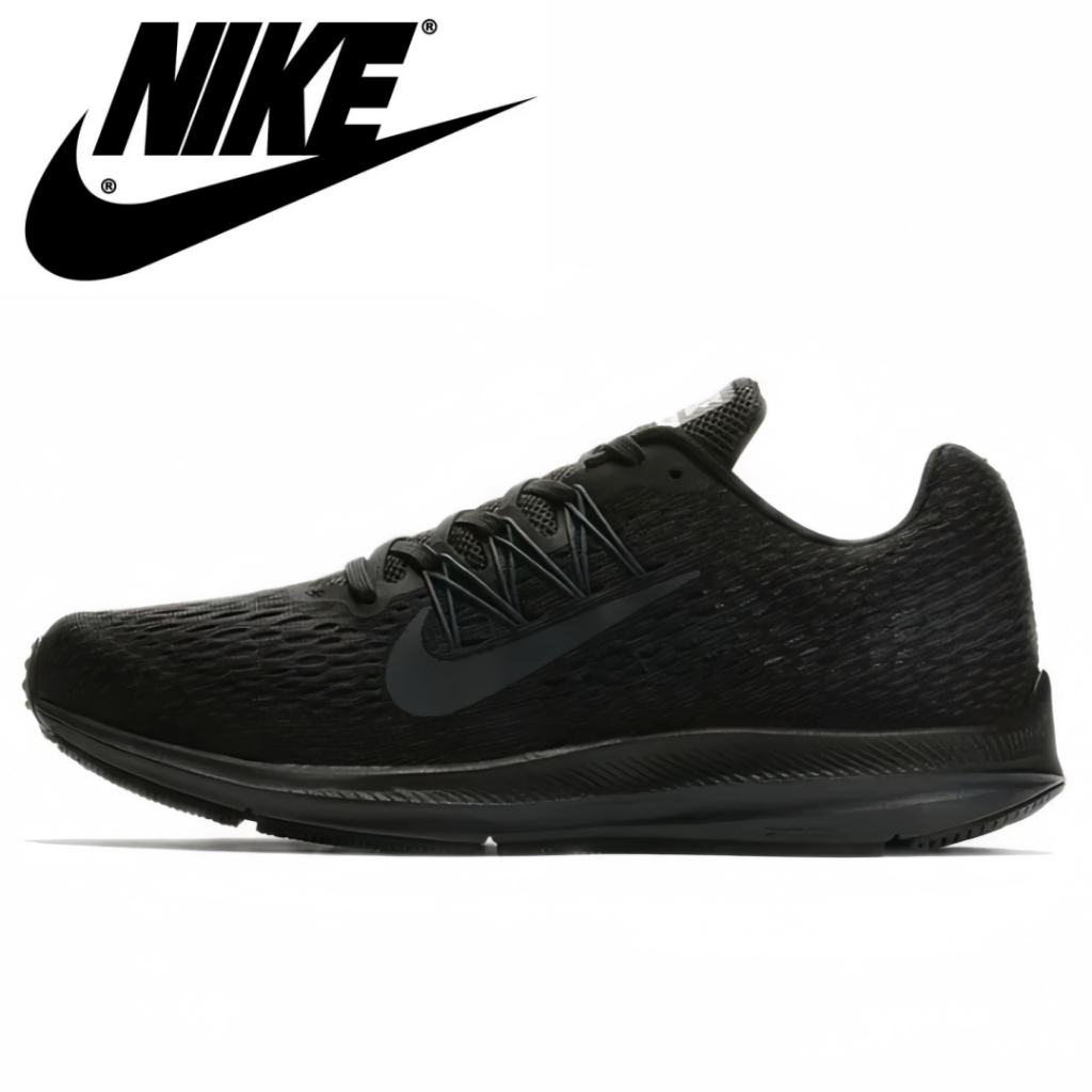 Nike Zoom Winflo 5 สีดำ（ของแท้ 100 %）รองเท้าผ้าใบ ผู้ชาย ผู้หญิง รูปแบบ รองเท้า