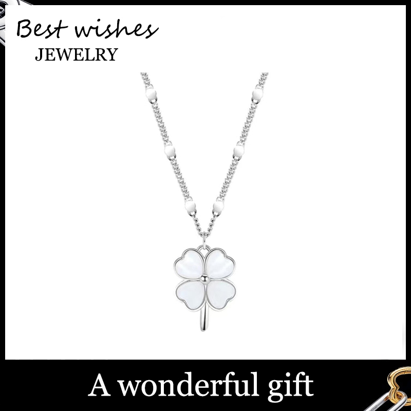 WG Jewelry สร้อยคอ สร้อยหินนำโชค สร้อยคอแฟชั่น สร้อยคอทองคำขาว สร้อยคอผู้หญิง WG-X008 ของขวัญให้แฟน