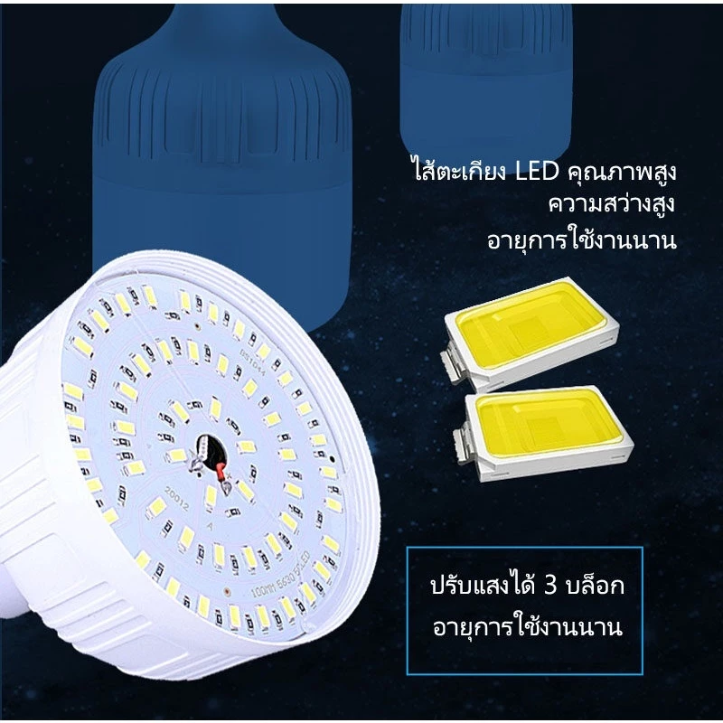 หลอดไฟ LED พกพา 2000W ชาร์จไฟได้ 3 โหมด thumbnail 10