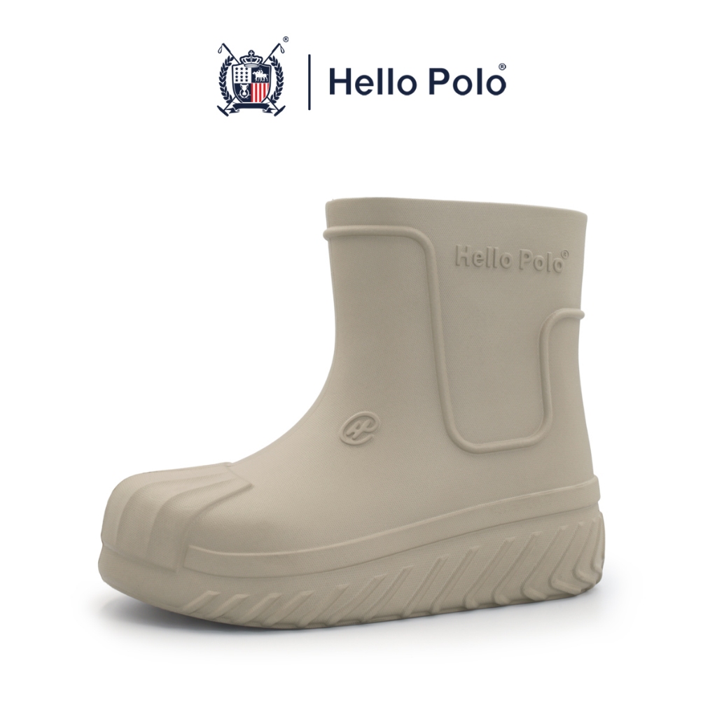 Hello Polo ผู้หญิง แฟชั่น รองเท้าบูท  กันลื่นและทนทาน พื้นหนา แบบกันน้ำ วัสดุ EVA เหมาะกับฤดู  สไตล์ครีม HP8029