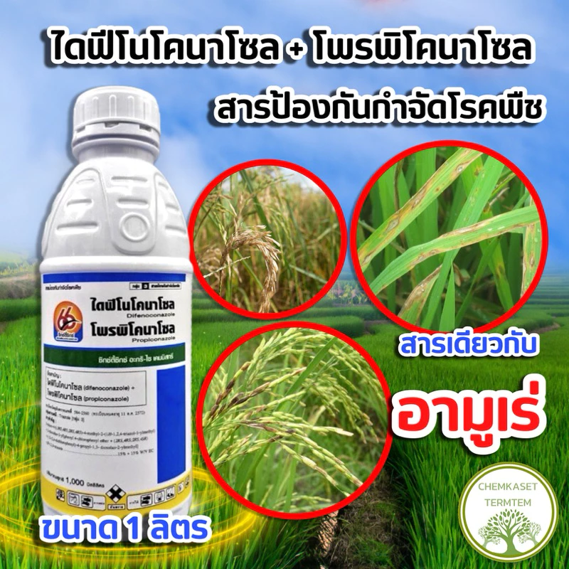 🌱ไดฟีโนโคนาโซล 15%+โพรพิโคนาโซล 15% สองพลัง🌱 ขนาด 1 ลิตร💦ป้องกันรักษาโรคพืช เมล็ดด่าง เน่าคอรวง