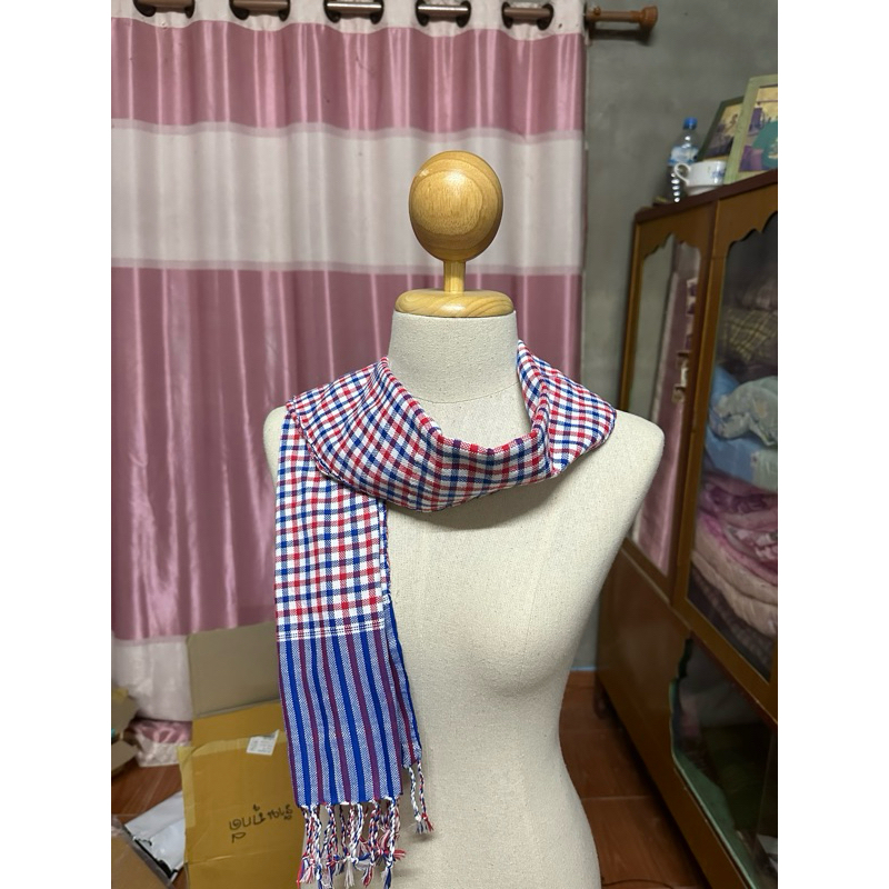 พร้อมส่ง ผ้าพันคอทอมือ ฝ้ายแท้ทอมือ เนื้อผ้านุ่มๆ ขนาด40*170ซม.