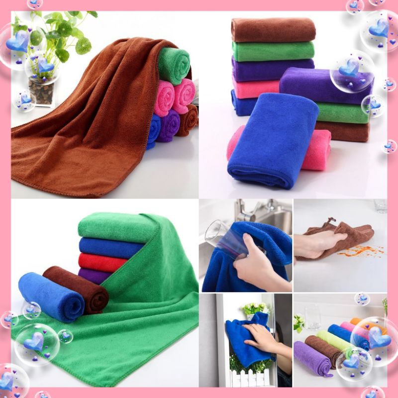 ผ้าเช็ดผมนาโนสีพื้นรุ่นบาง(12ผืน)