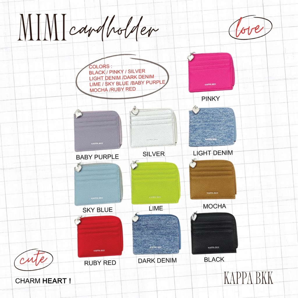 KAPPABKK Mimi Cardholder กระเป๋าใส่บัตรหนัง PU มีช่องซิปใส่เหรียญ