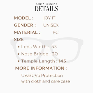 [ รุ่นฮิต ยอดแตก ] PANTA | (พร้อมซอง) JOY IT : BLACK แว่นกันแดด UV400