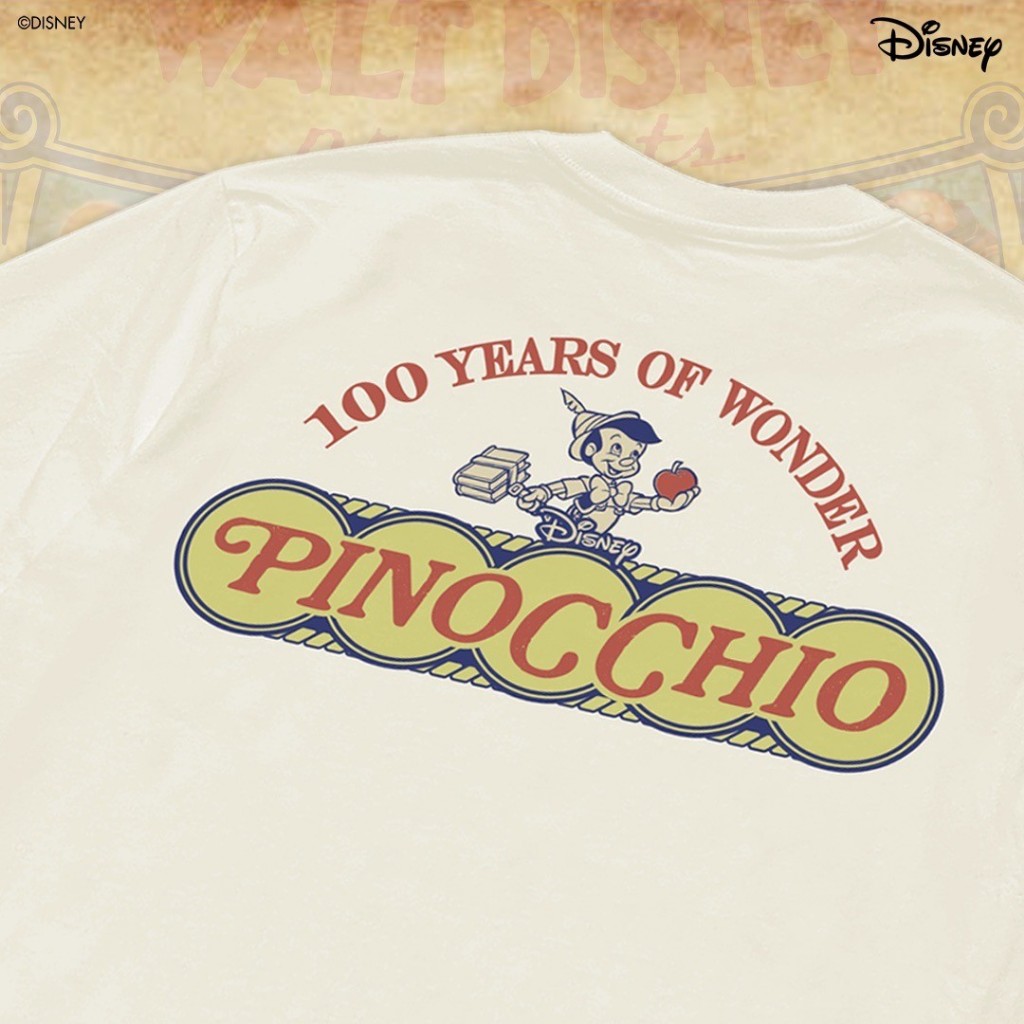 Power 7 Shop เสื้อยืดการ์ตูน "Pinocchio" คอลเลคชั่น "Disney Classics" (TMX-150-สีครีม) — صورة 5