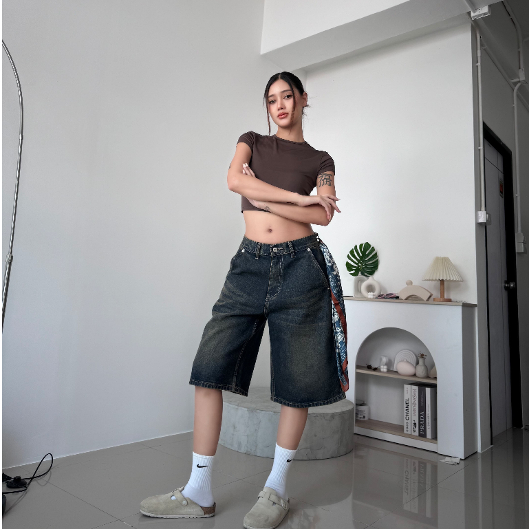 ยีนส์ Nammon Jeans S55 กางเกงยีนส์ 3 ทรงจอร์จสนิมกระเป๋าปืนล่าง Chocolate Brown - ผ้าไม่ยืด