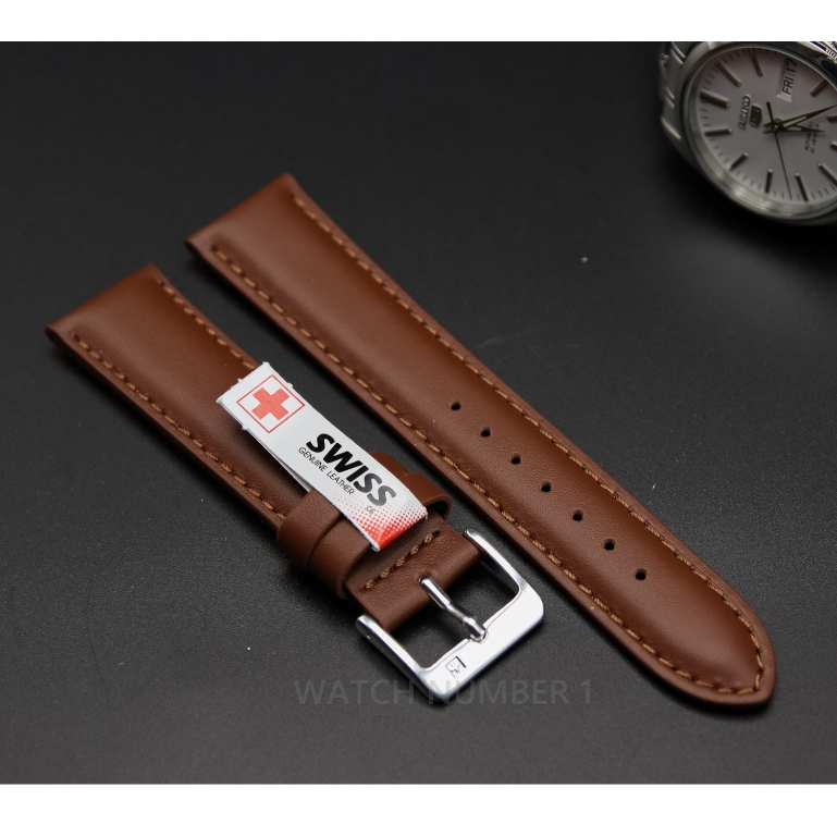 สายนาฬิกาหนังแท้ SWISS -145 + Spring Bar เย็บด้าย ล็อคแบบนาฬิกา Swiss แข็งแรง ทนทาน