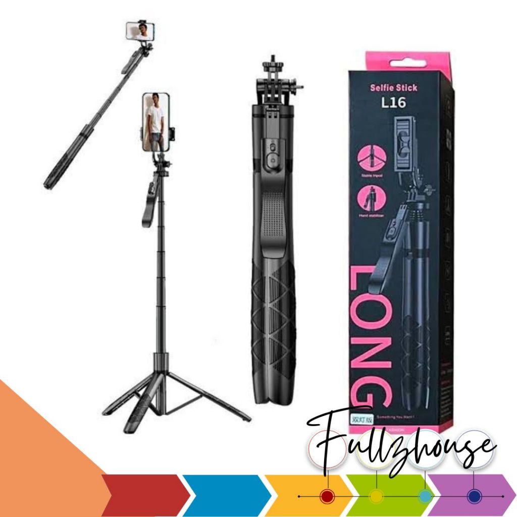 จัดส่งด่วน L16 Tripod Selfie Stick ไม้เซลฟี่ขาตั้งพับได้มาพร้อมรีโมทบลูทูธ