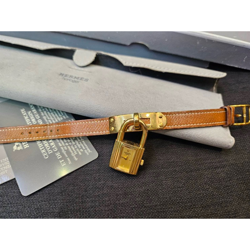 Hermes Kelly watch สีน้ำตาลปัดทอง
