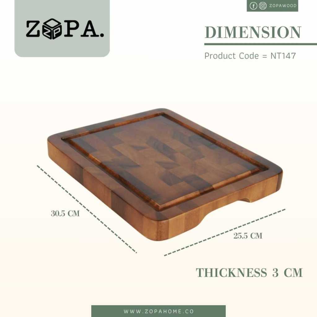 เขียงไม้เอนเกรน S บอร์ดไม้จามจุรีสี่เหลี่ยม NT147 ZOPA Acacia Wood Endgrain Cutting Board S