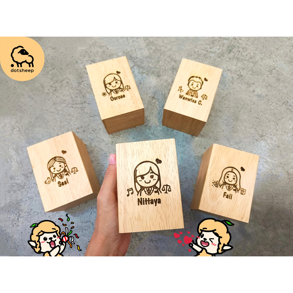 Dotsheep กล่องใส่ปากกา เครื่องเขียน *สลักชื่อ กล่องดินสอ กล่องไม้ทรงสูง *เล็ก ใส่บิลรายการอาหาร (99)