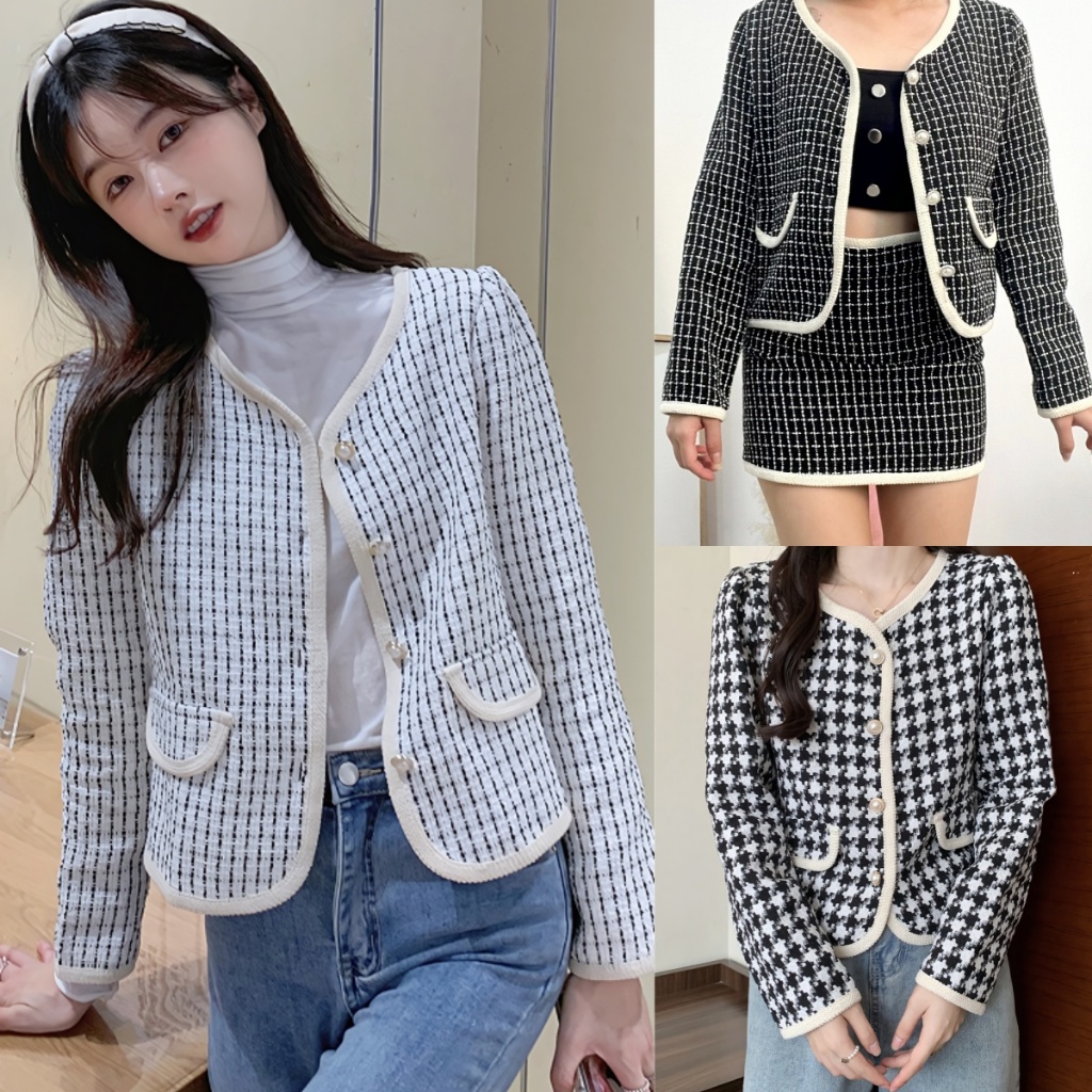 เสื้อคลุมทวิตแขนยาว มีไซส์ S-7XL ดีเทลแต่งกระดุมมุข เก๋ๆ ชิคๆ แนวสไตล์เกาหลี แฟชั่นฤดูหนาว ทรงสวยหรูหรามาก