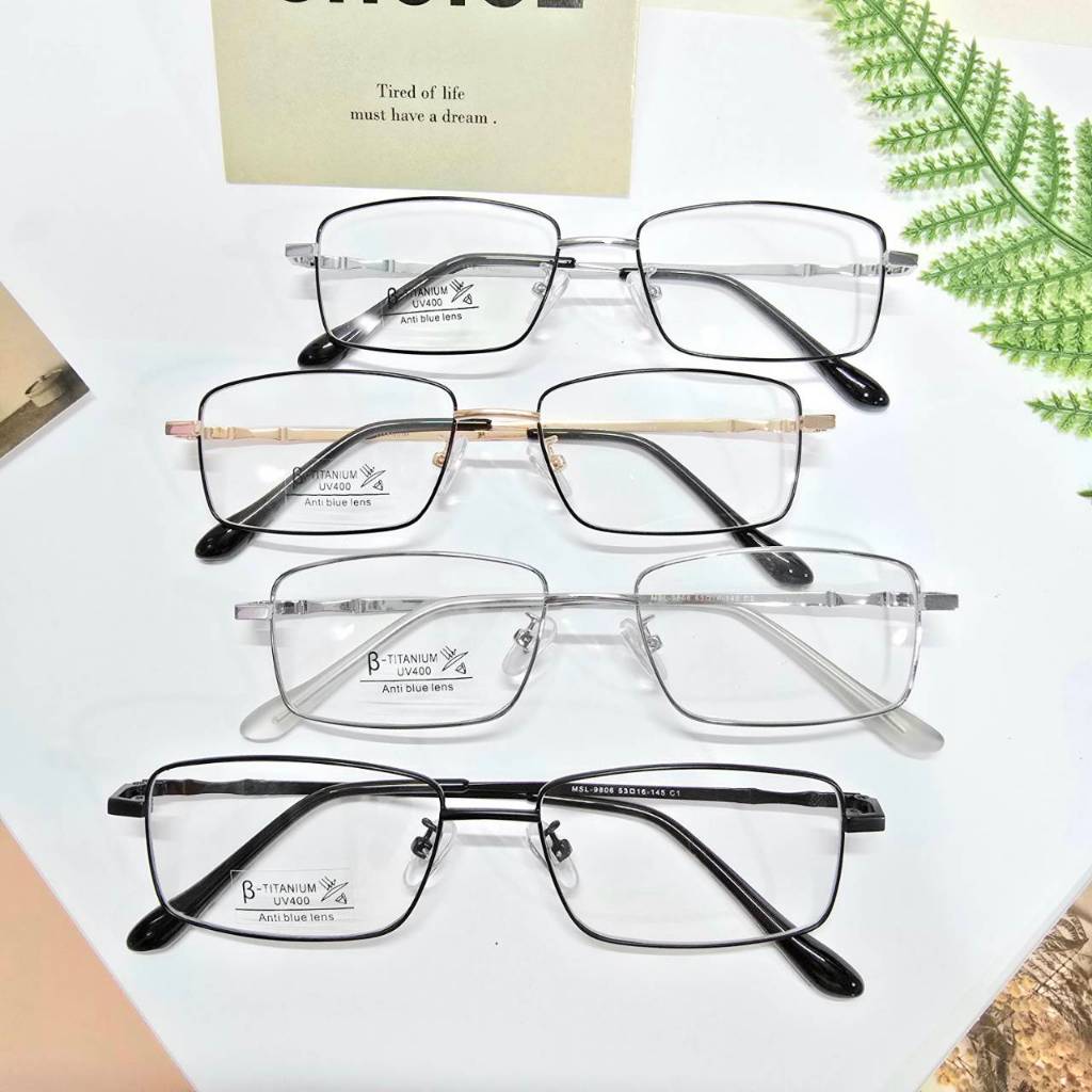 pakpao eyewear - 9806 กรอบแว่นตาโลหะ (ขาไทเทเนี่ยม) น้ำหนักเบา สำหรับตัดเลนส์สายตา