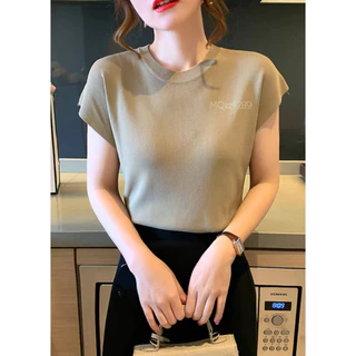 MQzz4289 *พร้อมส่ง* เสื้อทำงานแขนสั้นแบบใหม่ คอกลม ผ้าไหมพรมนุ่ม ใส่สบาย ยืดได้เยอะ Free Size