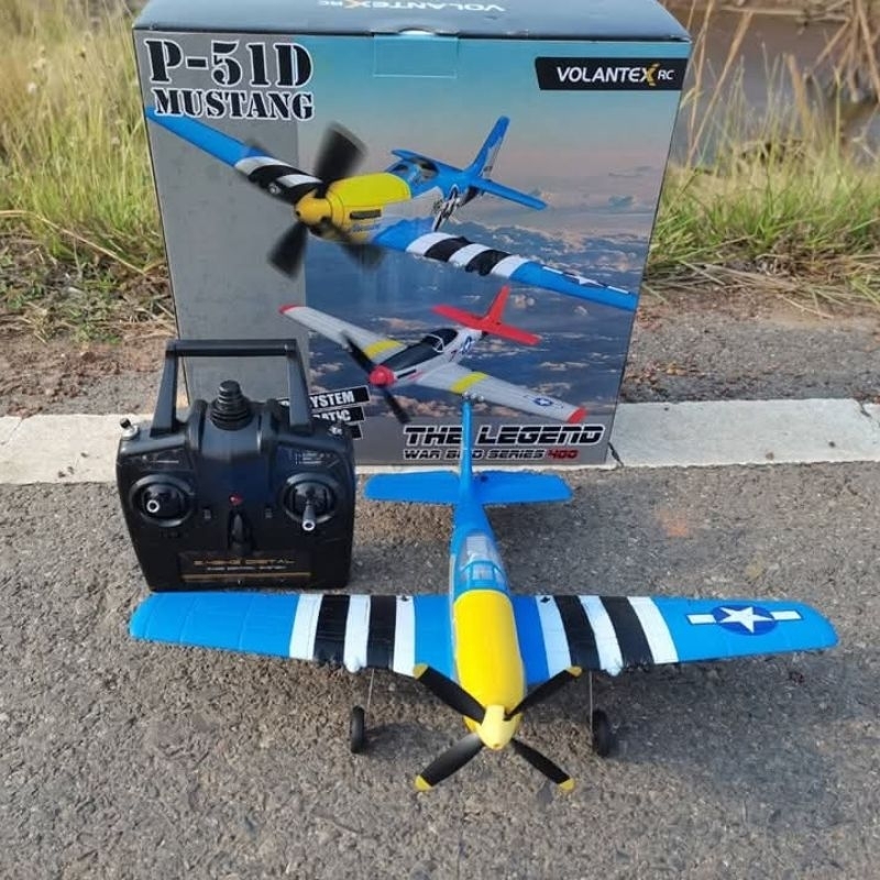 เครื่องบินบังคับวิทยุ VOLANTEX​-RC Mini Mustang P-51D 400MM ระบบ 4CH ชุดพร้อมเล้น RTF