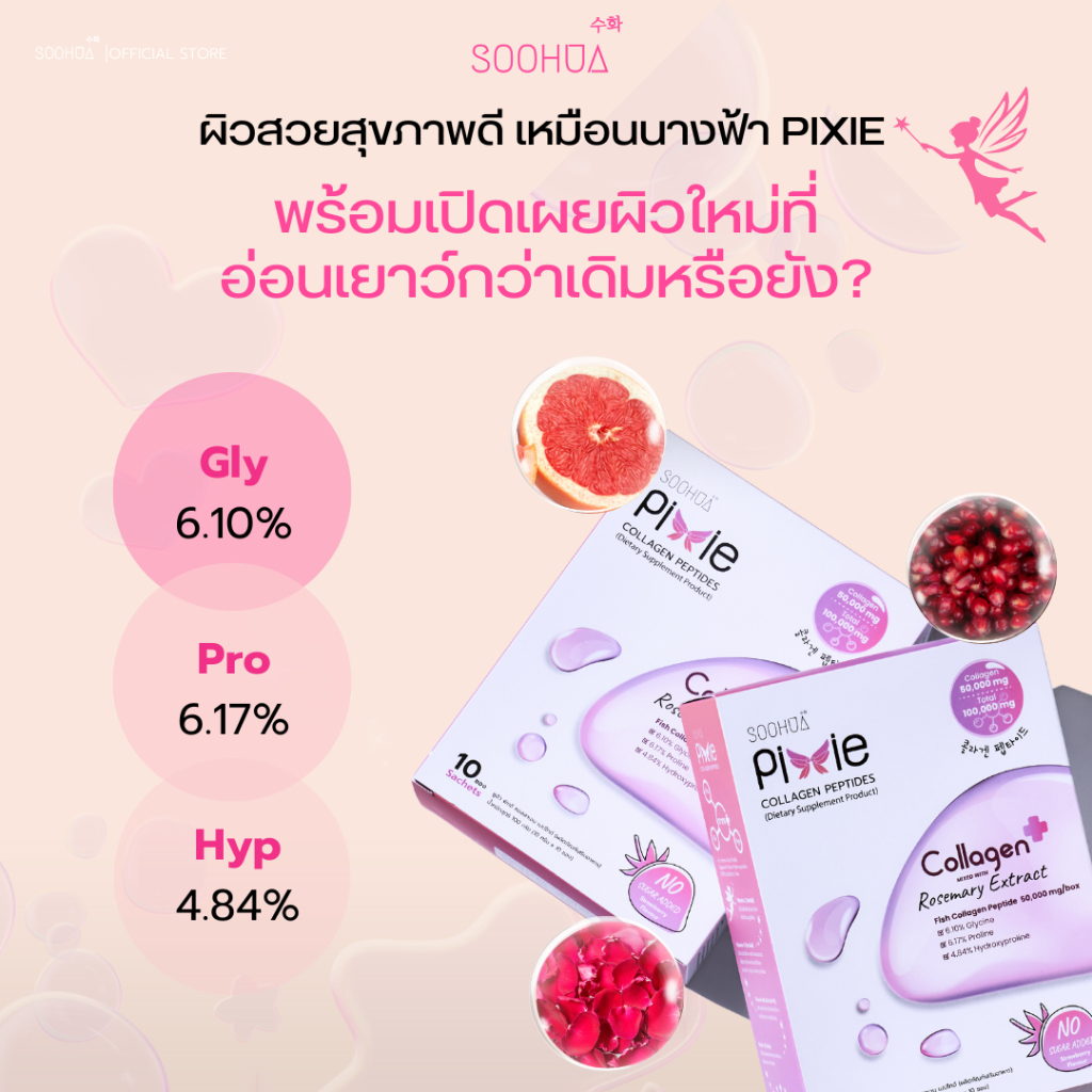 คอลลาเจน เปปไทด์ 100,000 mg Soohua Pixie Collagen Peptide