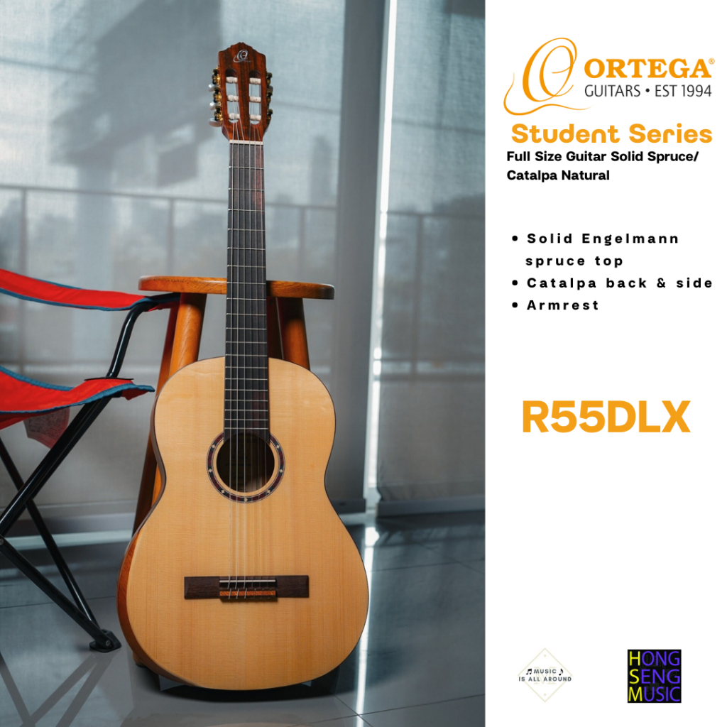 กีตาร์คลาสสิค Ortega รุ่น R55DLX (ขนาด 4/4) Student Pro Series Solid Engelmann spruce top