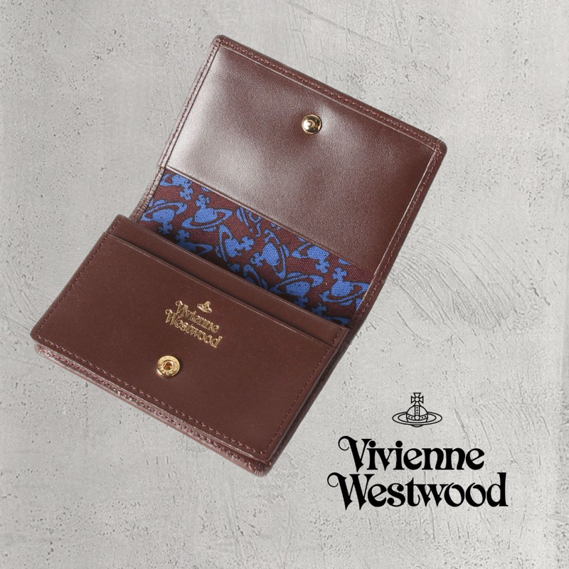 Vivienne Westwood หนังวัวอ่อนใหม่มินิกระเป๋าสตางค์ดาวเสาร์กระเป๋าใส่บัตรกระเป๋าสตางค์ของขวัญสำหรับใช้ส่วนตัว