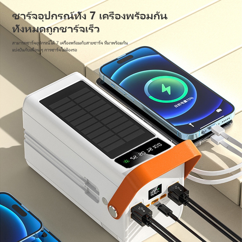 ⚡พร้อมไฟLED⚡พาวเวอร์แบงค์ 100000mAh 120W พกพา ของแท้ 100% แบตสำรอง powerbank ของแท้ Powerbank ประกัน 5 ปี - รูปที่ 3