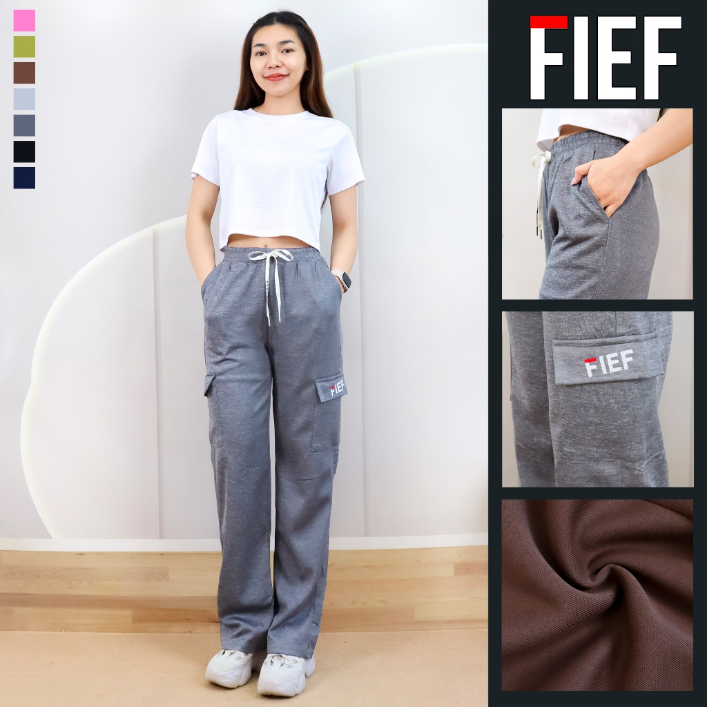 p9681# กางเกงขายาว 9 ส่วน กางเกงทรงคาร์โก้ สีพื้น ผ้าวอร์ม เนื้อผ้านิ่ม ดีไซน์ทรงสปอร์ต