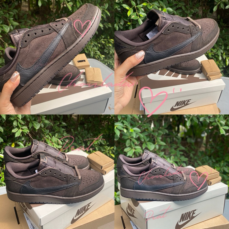 🤎🍂🔥 NEW🤎[ พร้อมส่ง ]แท้100%(9US Nike Air Jordan 1 x Travis Scott Velvet Brown and Dark Mocha รองเท้า