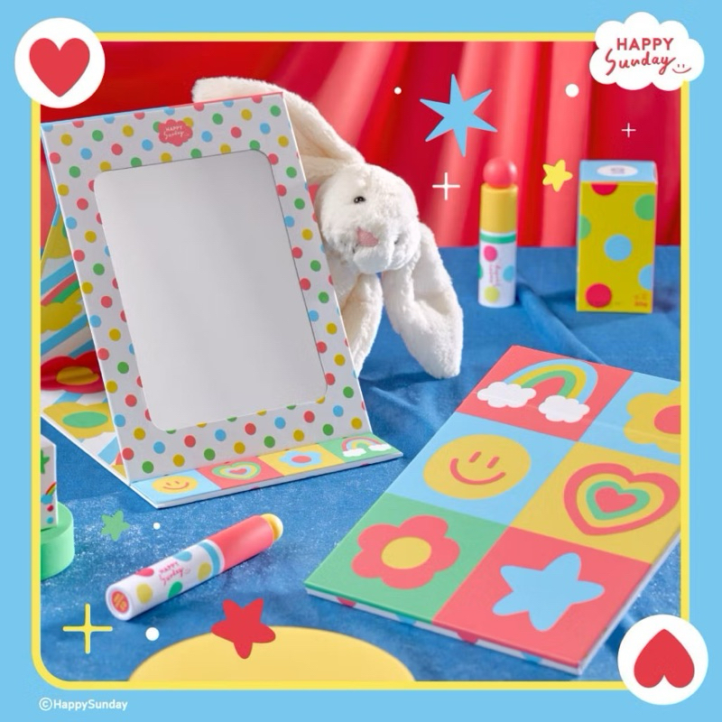 พร้อมส่ง HAPPY SUNDAY MAGIC BLING BLING MIRROR | กระจกตั้งโต๊ะพับได้