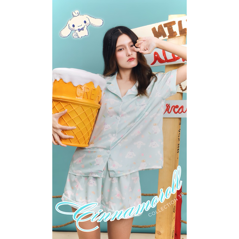 ชุดนอน 39th Collection 'Fluffy C i n n a m o r o l l' มี2สี Pastel Blue, Pastel Green