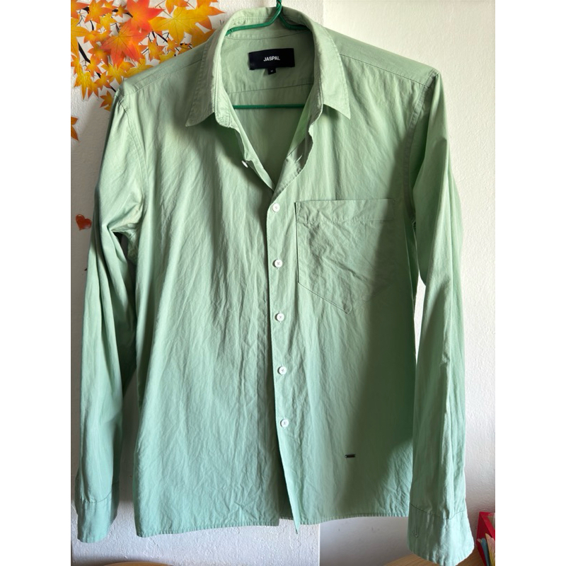 JASPAL เสื้อเชิ้ตผู้ชาย Size M สีเขียว ส่งต่อใส่ 1 ครั้ง สภาพใหม่มาก