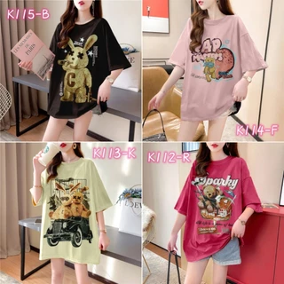 ฤดูร้อนใหม่แฟชั่นผู้หญิงแขนสั้นเสื้อยืดขนาดใหญ่รุ่นหลวมผ้าฝ้ายแท้ฤดูร้อนคอกลมการ์ตูนน่ารักเสื้อยืด
