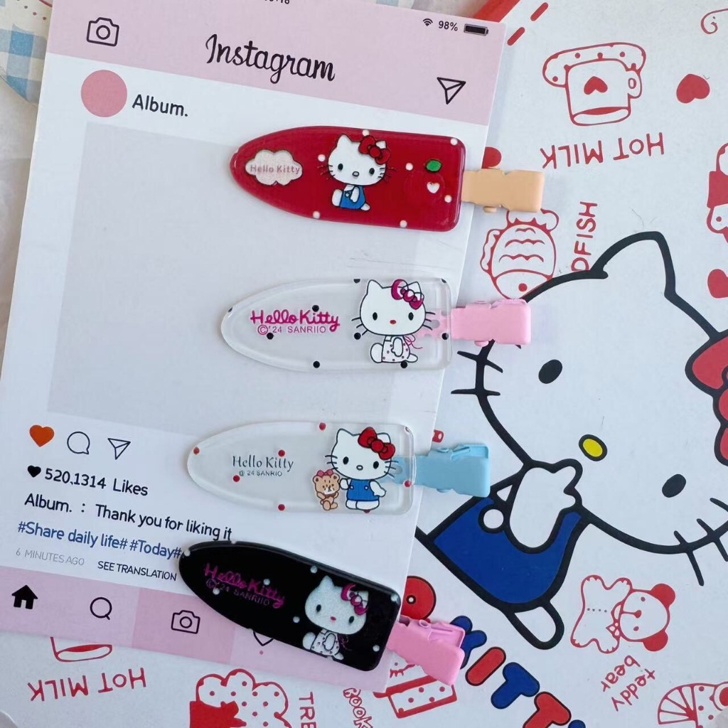 พร้อมส่ง!🇹🇭 ราคา/คู่ กิ๊บหนีบผม Hello Kitty สไตล์เกาหลี หลากสีหลายลาย ผมไม่หักงอ หนีบแน่น เกรดพรีเมียม เนื้องานคุณภาพดี - รูปที่ 3