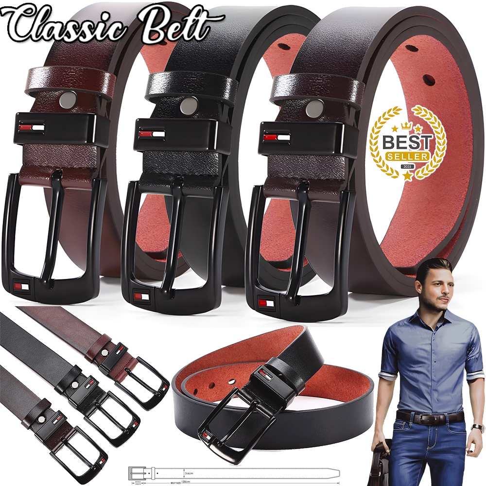 【2568 Choice】เข็มขัดหนังสำหรับผู้ชาย หัวเข็มขัดโลหะผสมหรูหรา เข็มขัดยีนส์แบบรัดหน้าแฟชั่นคลาสสิก สำหรับผู้ชาย เข็มขัดคาด