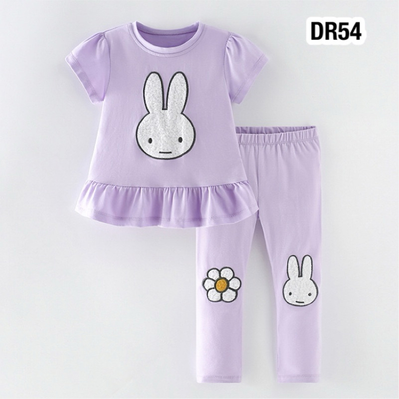 💥💥พร้อมส่งจากไทย💥💥ชุดเซ็ต ชุดเสื้อยืด+เลกกิ้ง DR54 สีม่วงอ่อน ปักลาย Miffy ผ้านิ่ม แพทเทิร์นน่ารักมาก