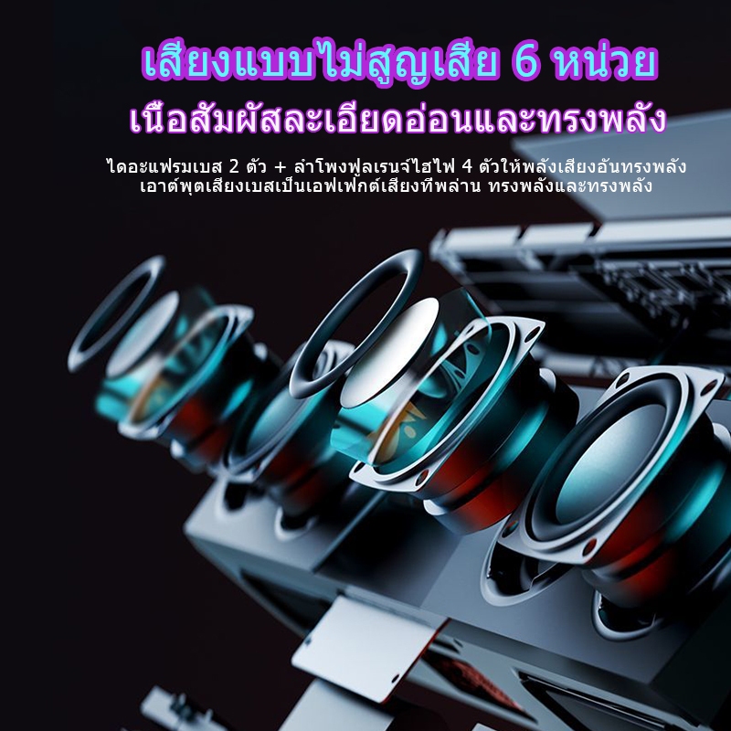 ลำโพงบลูทูธไร้สาย RGB ชาร์จใหม่ได้ HIFI เสียงเซอร์ราวด์ แถบเสียงซับวูฟเฟอร์ เหมาะสำหรับคอมพิวเตอร์แล็ปท็อป TV
