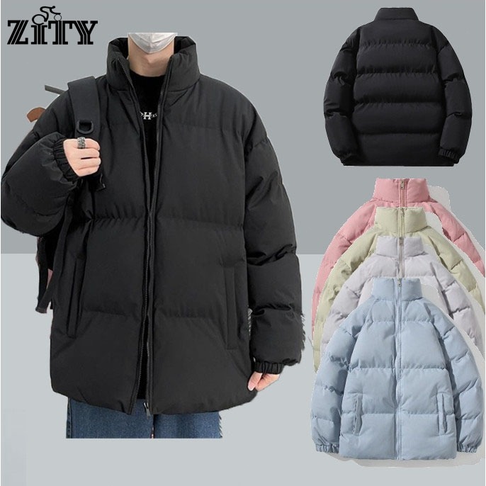 ZITYCODผู้ชายผ้าฝ้ายบุนวมหลวมสบาย ๆ คอตั้งลงแจ็คเก็ตคู่สีทึบอบอุ่นเวอร์ชั่นเกาหลีของอินแจ็คเก็ตเสื้อโค้ท