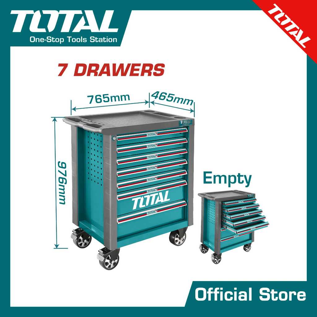 TOTAL ตู้เครื่องมือช่าง 7 ชั้น (มีล้อ) รุ่น THRC01071 ( Roller Cabinet )