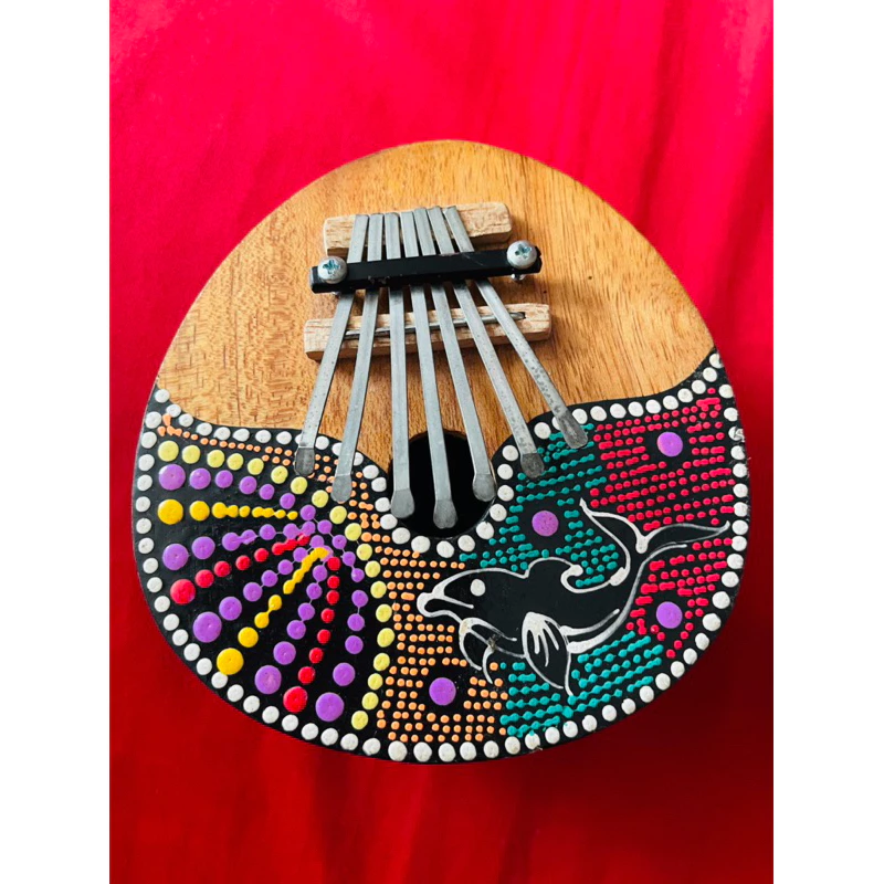 เครื่องดนตรี Kalimba 7 คีย์ ลายแมนดาล่า ปลาโลมา