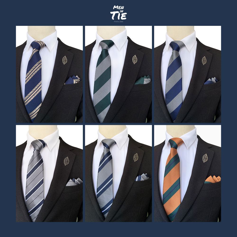 MEN IN TIE ชุดเนคไทพร้อมผ้ากระเป๋า แบบผูกเอง กว้าง 8cm