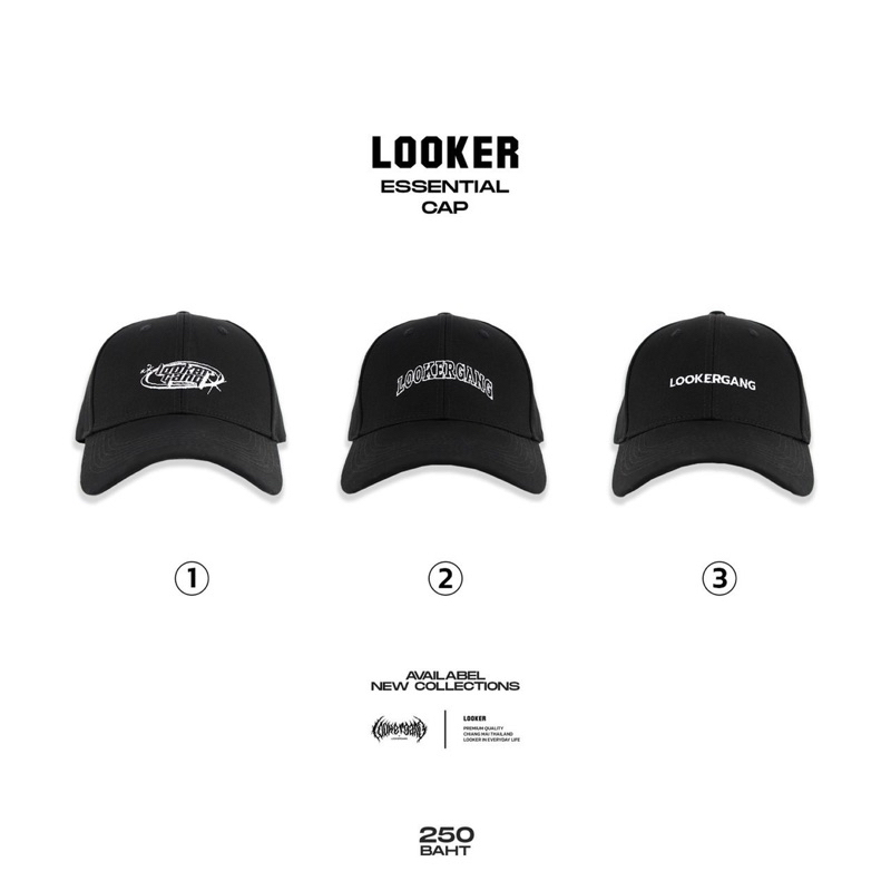 LOOKER - CAP ESSENTIAL หมวกแก๊ปสีดำ V.2