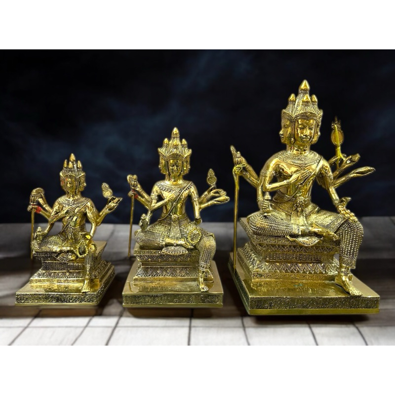 ท้าวมหาพรหม พระพรหม4หน้า เนื้อทองเหลือง ขัดเงา หน้าตัก 5,7,9นิ้ว