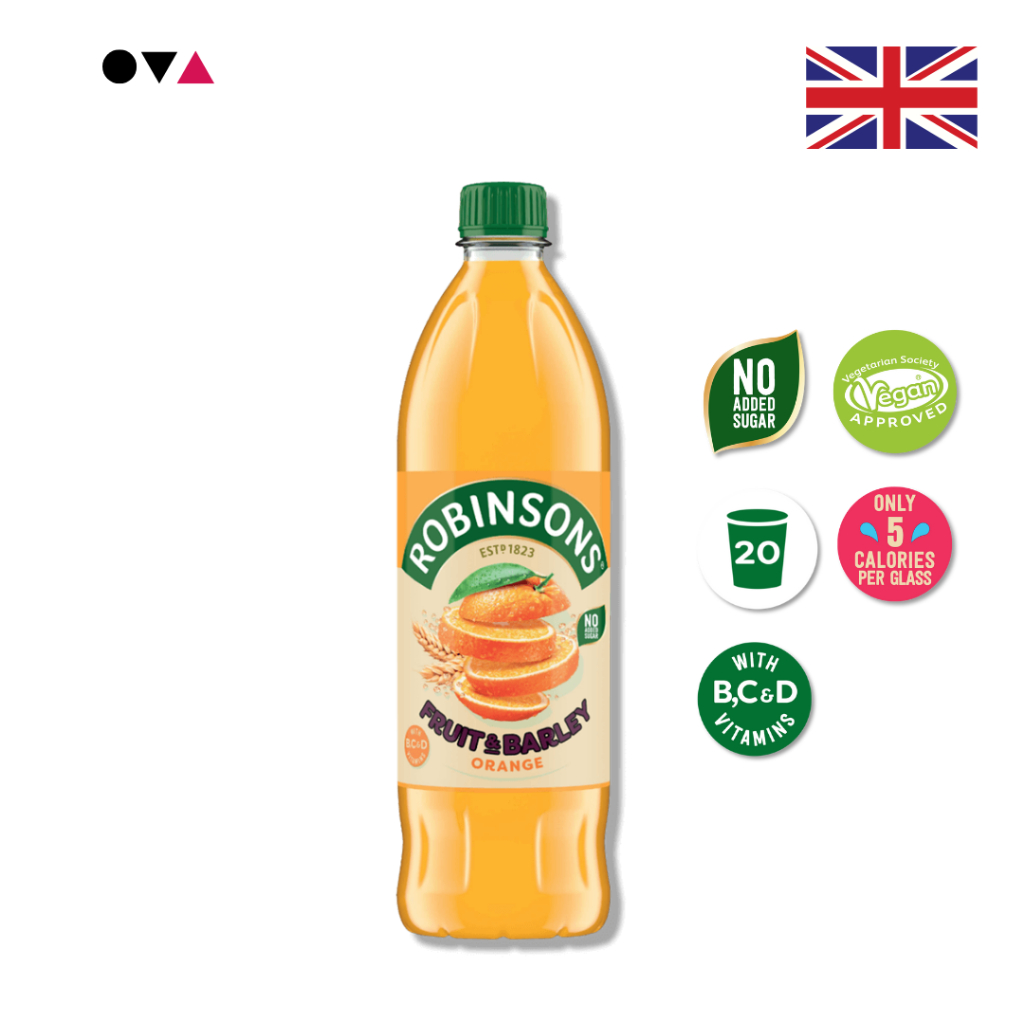 Robinsons Fruit & Barley Orange 1 ลิตร น้ำส้มและข้าวบาร์เลย์ สดชื่นและมีประโยชน์