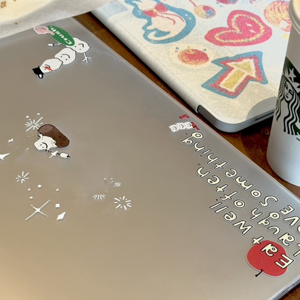 Shesell พร้อมส่ง✨เคส macbook(ผิวด้าน)มาร์ชเมลโลว์ปิ้ง M2/M3 Air13/Pro13นิ้ว เคสสำหรับแมคบุ๊คใส A3240