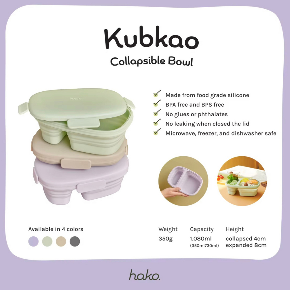 hako kubkao collapsible bowl กล่องข้าวพับได้2ช่อง