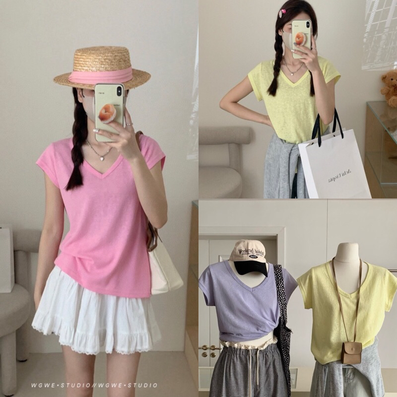 เสื้อคอวีผ้าสลาฟรุ่น 7908 TAG WG.WE