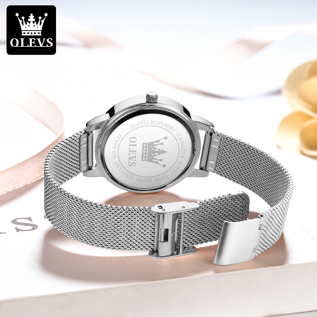 OLEVS นาฬิกาผู้หญิง แท้ 100% สายสเตนเลส แบบกันน้ำ หน้าปัดเล็ก สำหรับผู้หญิง นาฬิกาควอตซ์