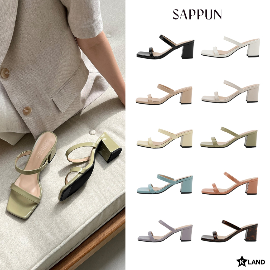 รองเท้า SAPPUN รุ่น Ponita Double strap Mule Sandals (ความสูง 6 cm) รองเท้าส้นสูง รองเท้าผู้หญิง