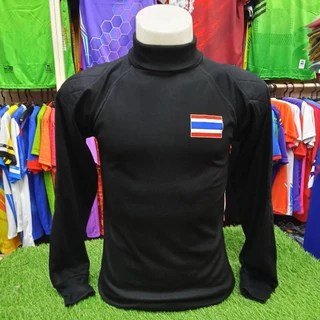 เสื้อยืด คอเต่า ( ผ้า TK ) แขนยาว - มีซับใน หัวไหล่กับข้อศอก ( ธงชาติไทย )