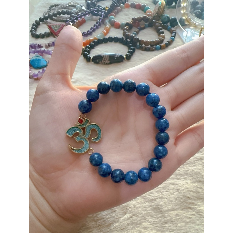 หินมงคลเสริมดวงลาพิสลาซูลี่ (Lapis Lazuli)+จี้โอมพระพิฆเนศ