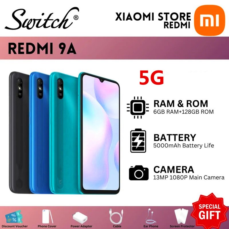 Redmi 9A  5G สมาร์ทโฟนของแท้ของแท้ 16GB+512GB มือถือราคาถูกของแท้