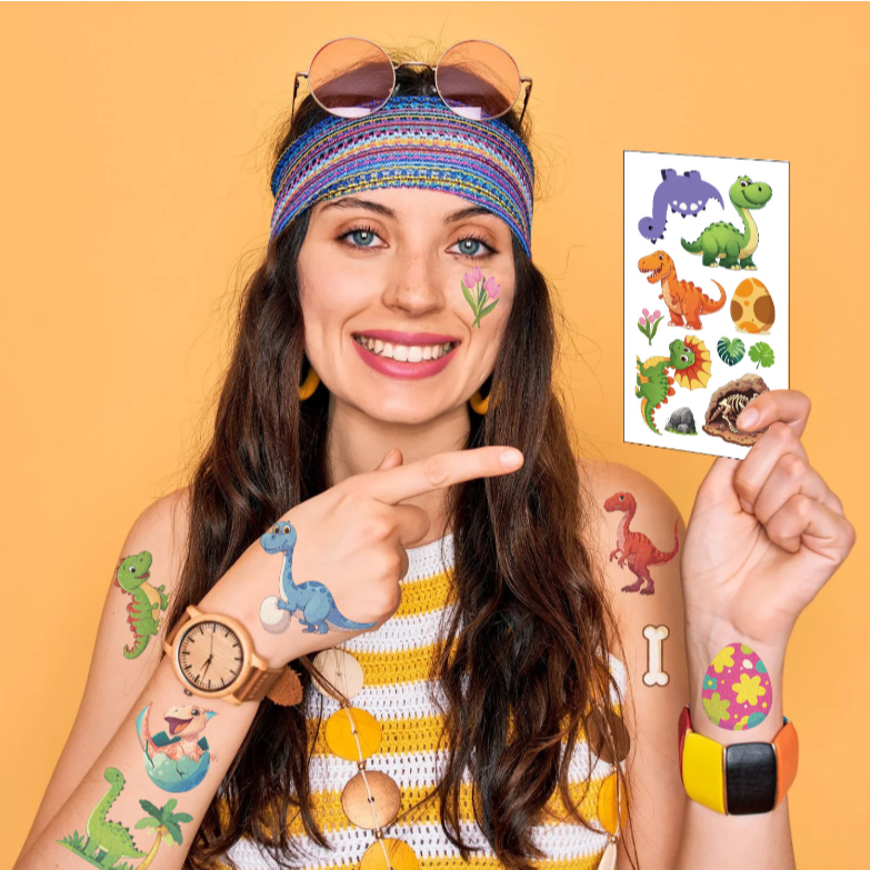 🦄 มีส่งด่วนในวัน พร้อมส่งจากกทม.🦖 Sticker Tattoo สำหรับเด็ก สีชัดกันน้ำ กันเหงื่อทุกแผ่นค่ะ - รูปที่ 7